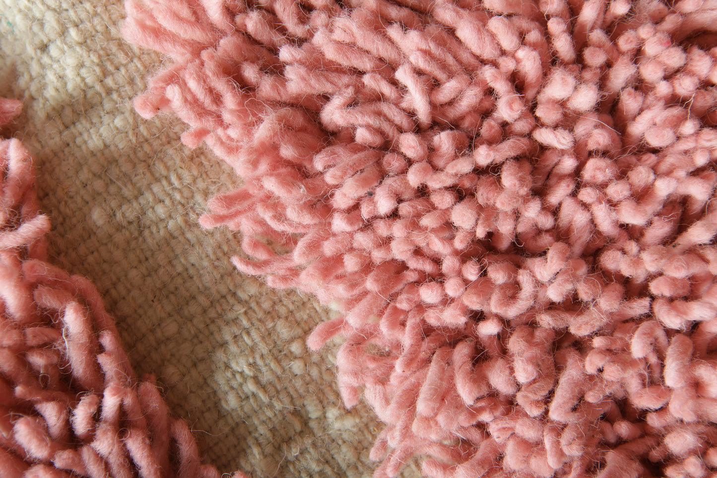 Custom Pink Moroccan Rug – Handmade Wool Berber Carpet with Ivory Stripes