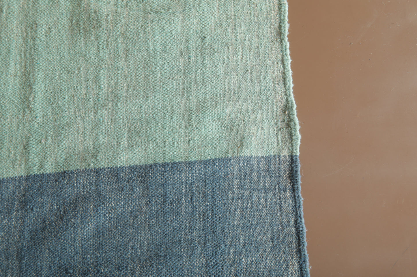 Handwoven Moroccan Kilim Rug – Two-Tone Blue Flat Weave - Custom Rug