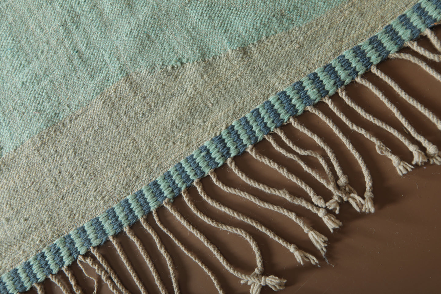 Handwoven Moroccan Kilim Rug – Two-Tone Blue Flat Weave - Custom Rug