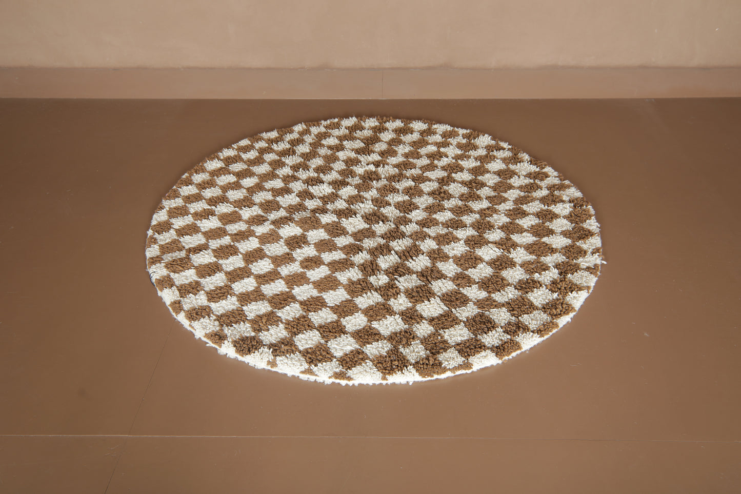 Handmade Moroccan Checkered Rug -Round Wool Rug - Custom Rug