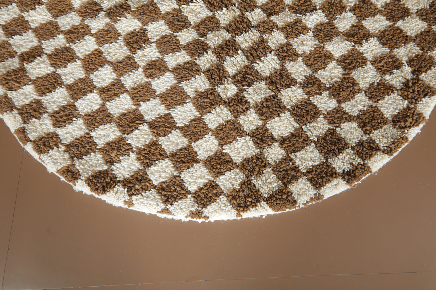 Handmade Moroccan Checkered Rug -Round Wool Rug - Custom Rug
