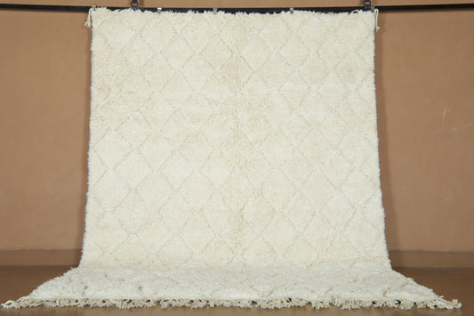 Custom Handwoven Moroccan Rug – Minimalist Cream/White Shaggy Wool Carpet