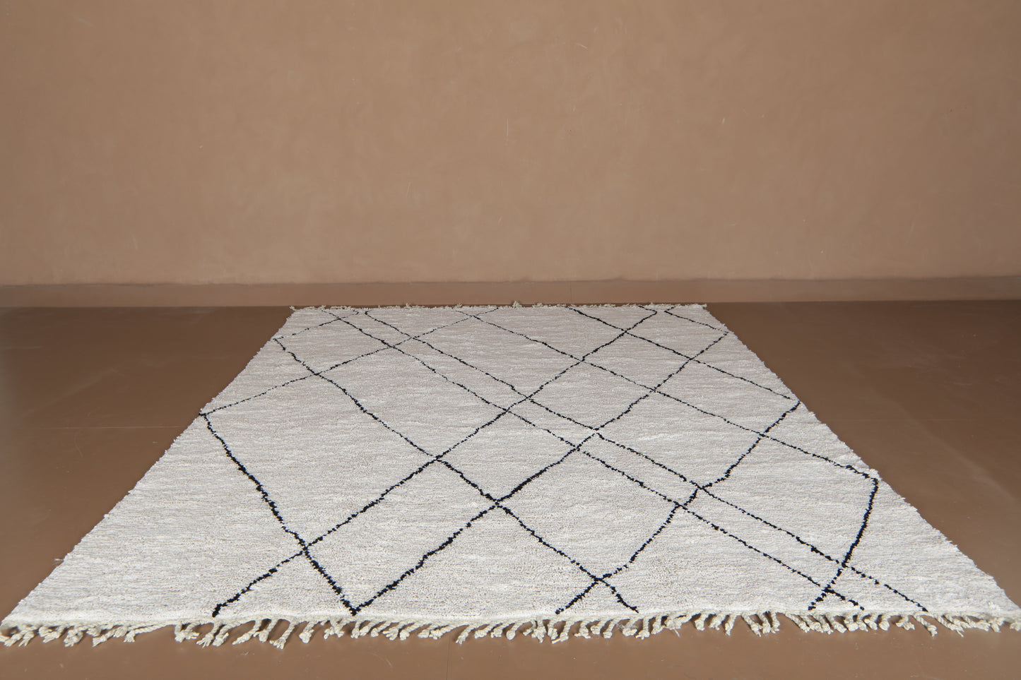 Custom Moroccan Rug - Beni Ourain Style with Abstract Black Diamond Lines