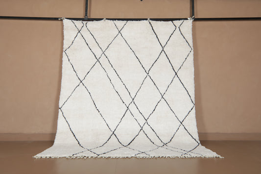 Custom Moroccan Rug - Beni Ourain Style with Abstract Black Diamond Lines