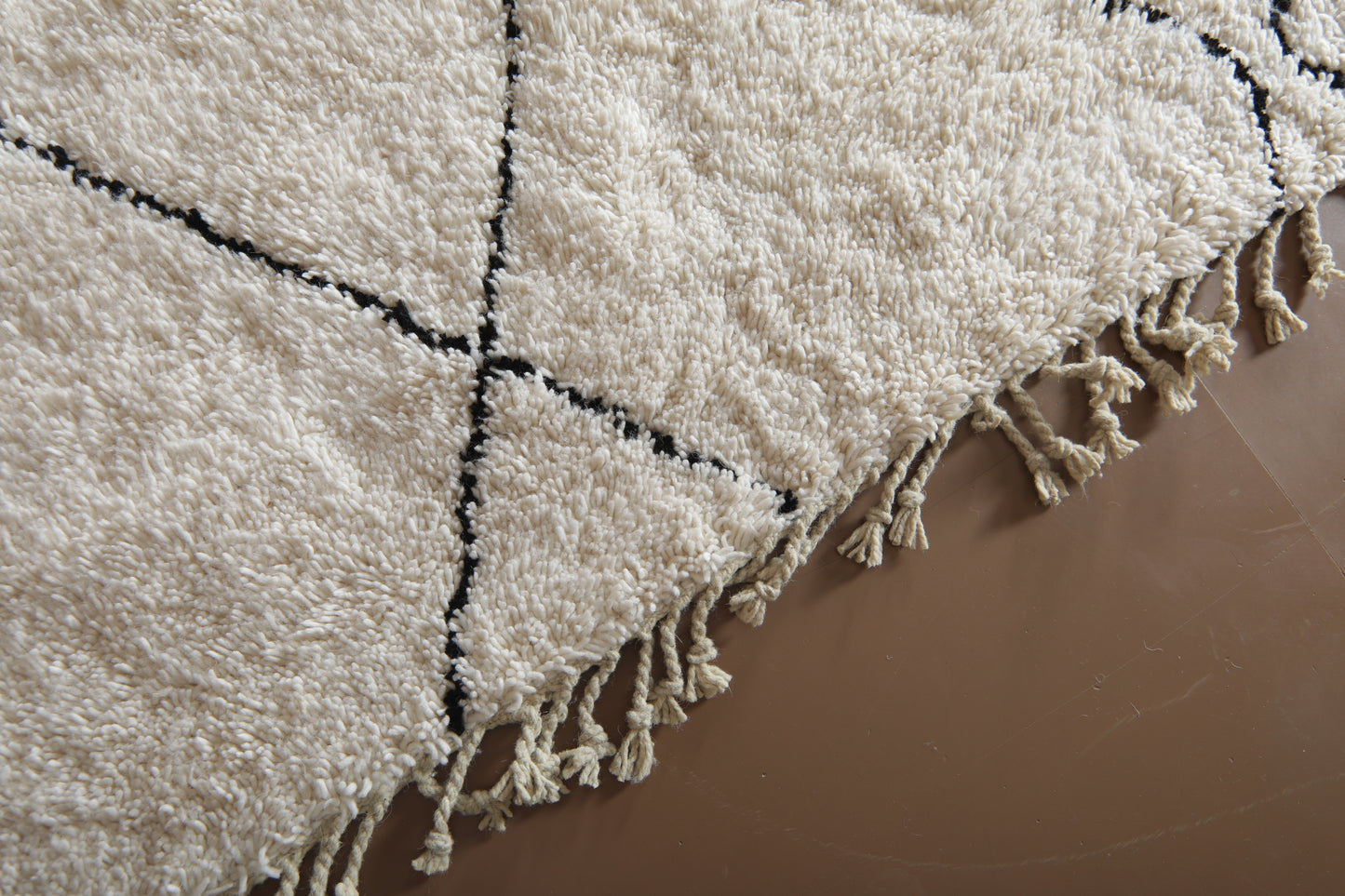 Custom Moroccan Rug - Beni Ourain Style with Abstract Black Diamond Lines