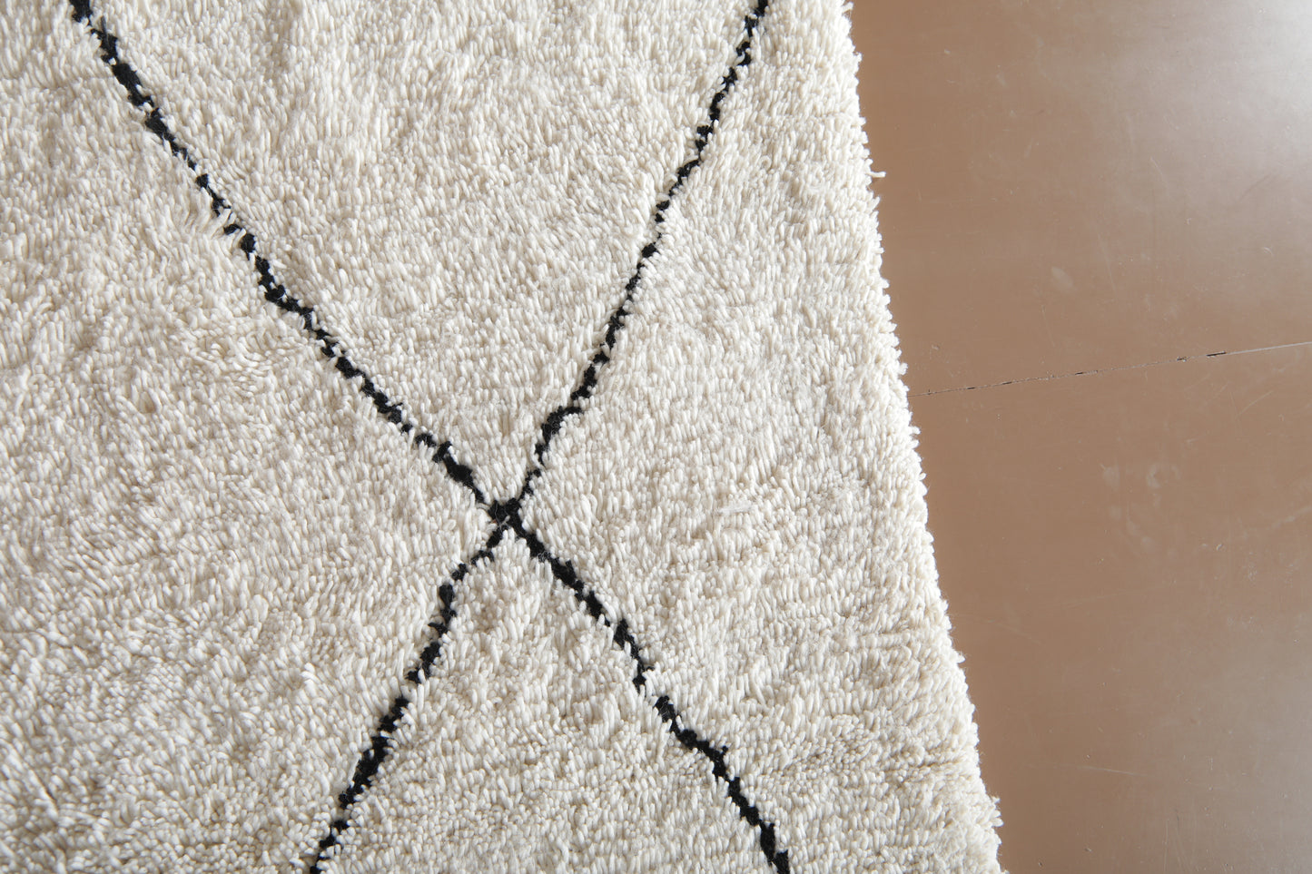 Custom Moroccan Rug - Beni Ourain Style with Abstract Black Diamond Lines