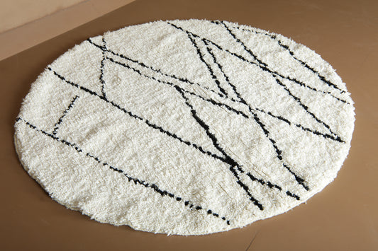 Minimalist Round Rug - Custom Wool rug - Handmade Moroccan Rug