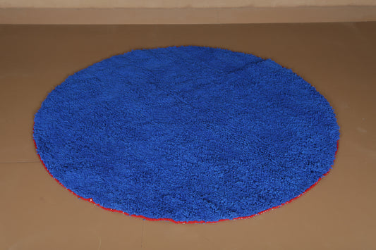 Custom Round Rug - Handmade Moroccan Style - Blue Wool Rug