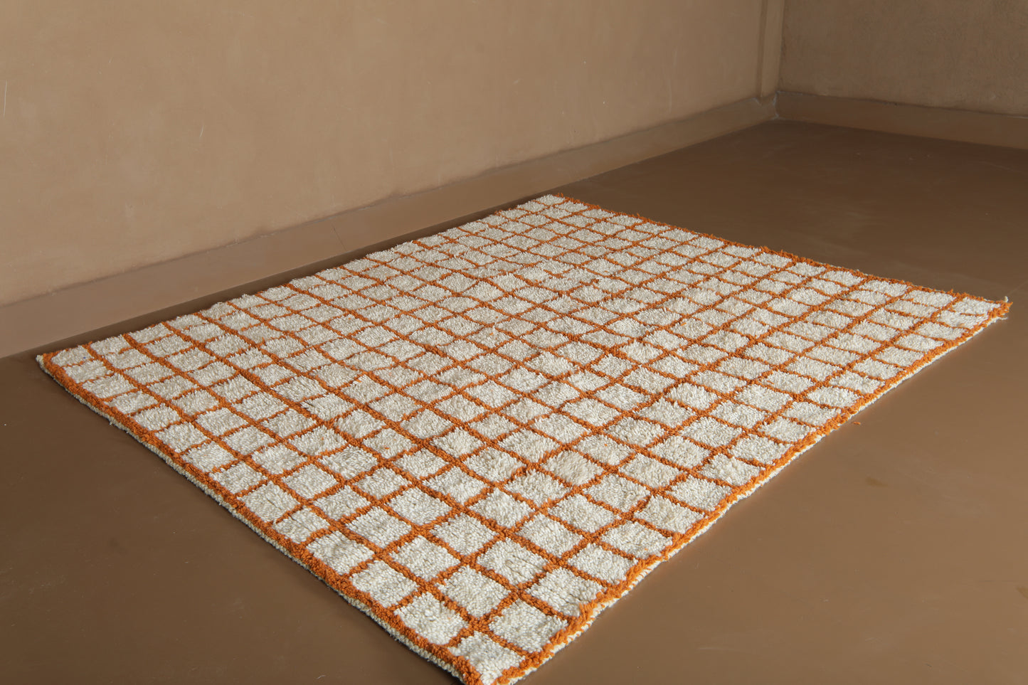 Handcrafted Moroccan Rug - Custom Rug - Orange Wool Rug