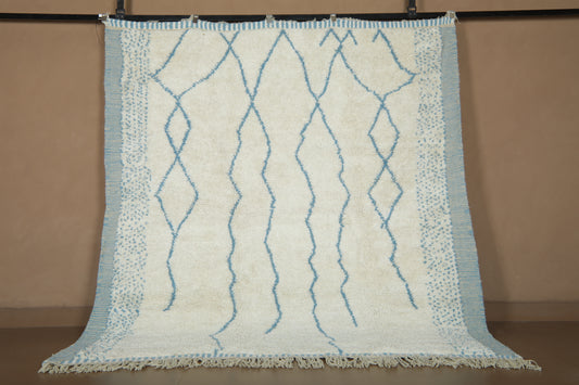 Handmade Moroccan Rug - Custom Wool Rug - Blue Linear Pattern