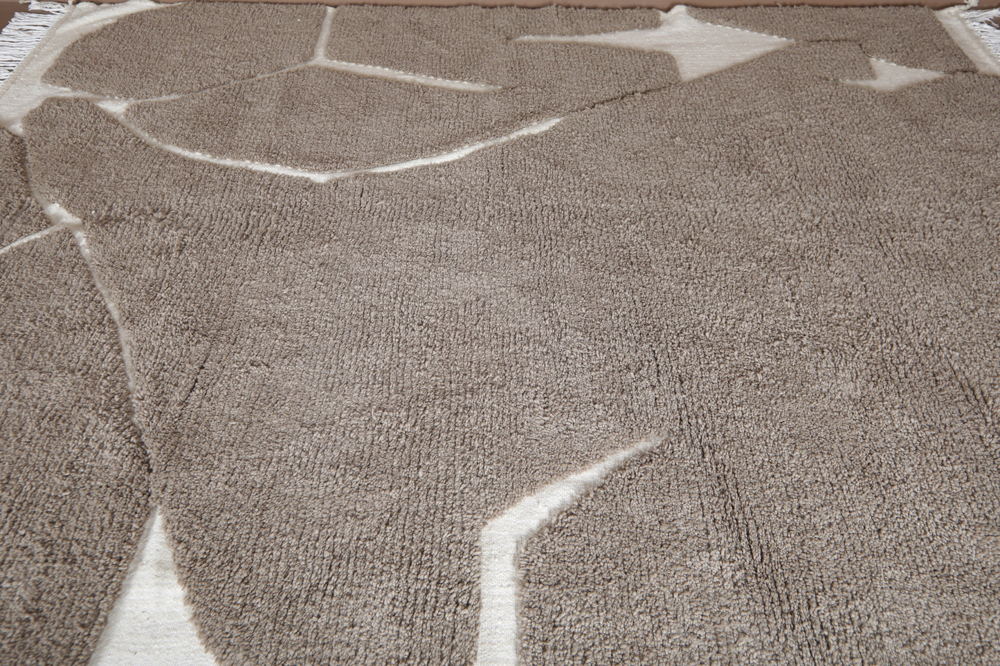 Handwoven Moroccan Rug – Earthy Beige Grey Design - Wool Rug