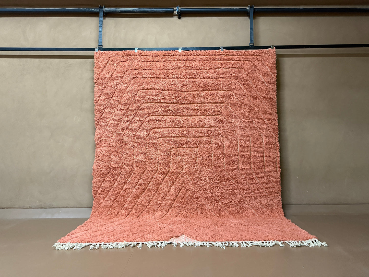 Coral Pink Moroccan Rug  - Custom Rug - Handwoven Wool Rug