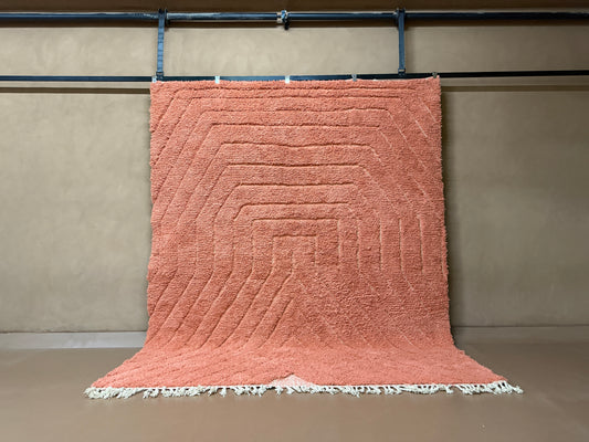 Coral Pink Moroccan Rug  - Custom Rug - Handwoven Wool Rug