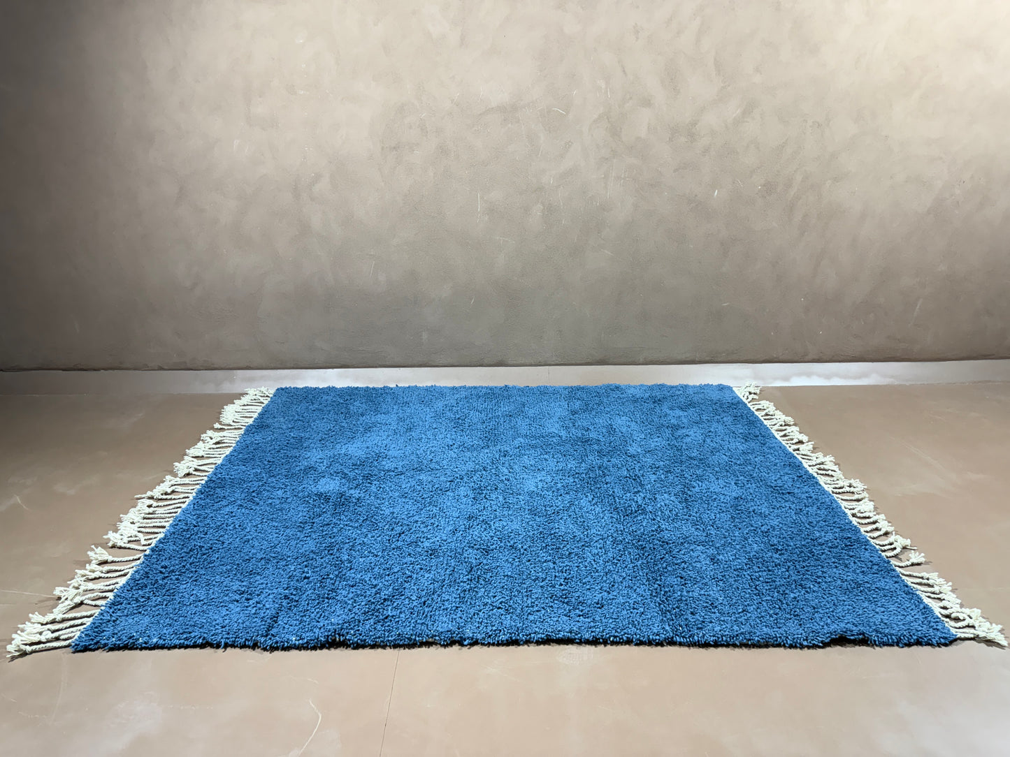 Handmade Blue Moroccan Rug – Minimalist Beauty with Artisan Soul