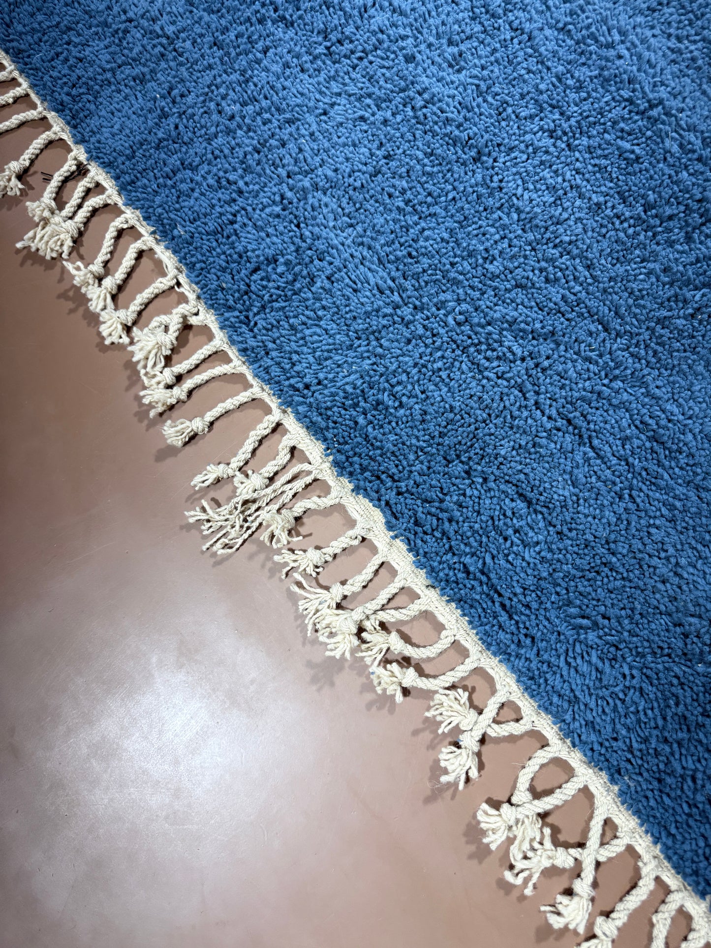 Handmade Blue Moroccan Rug – Minimalist Beauty with Artisan Soul