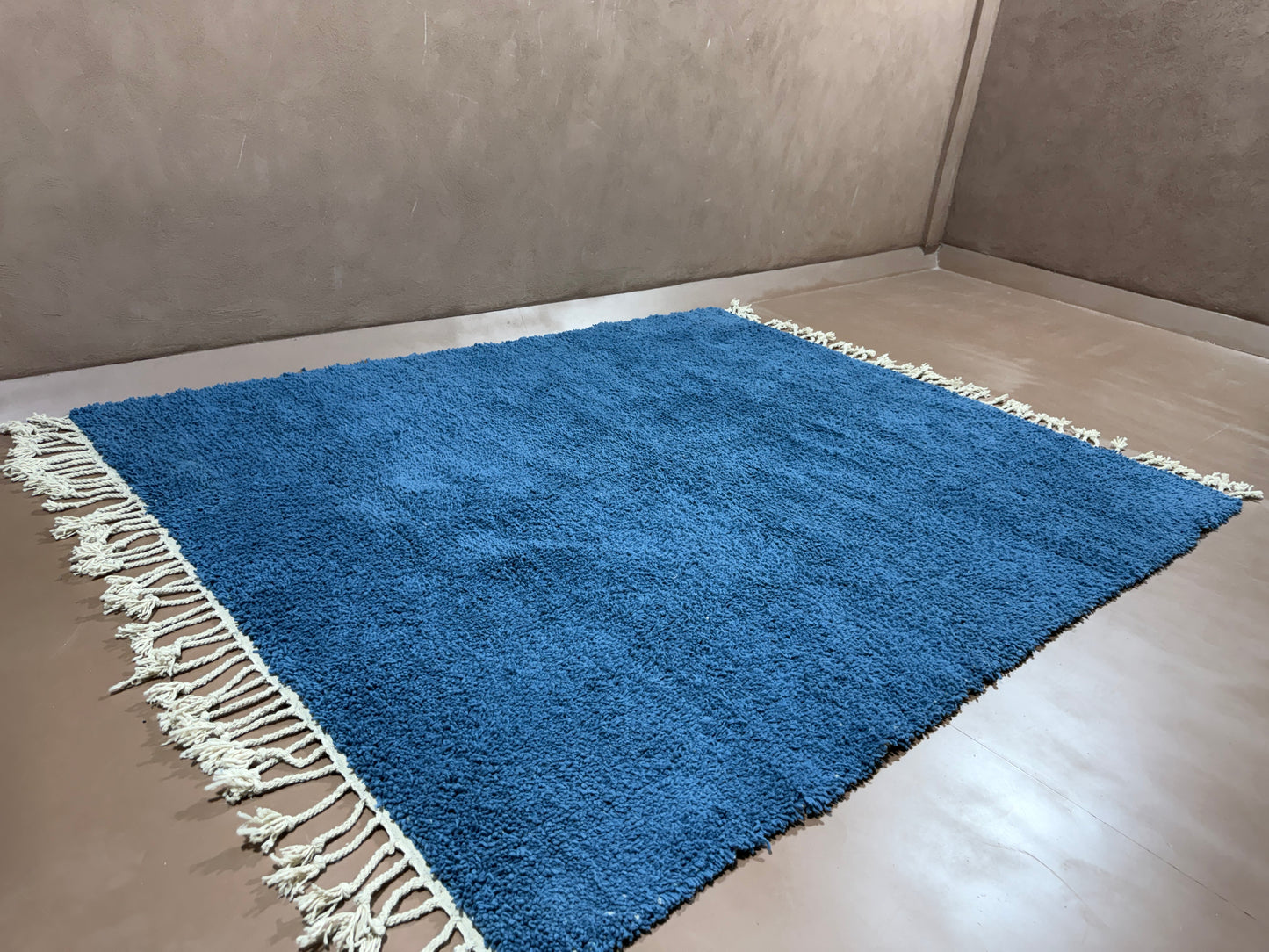 Handmade Blue Moroccan Rug – Minimalist Beauty with Artisan Soul