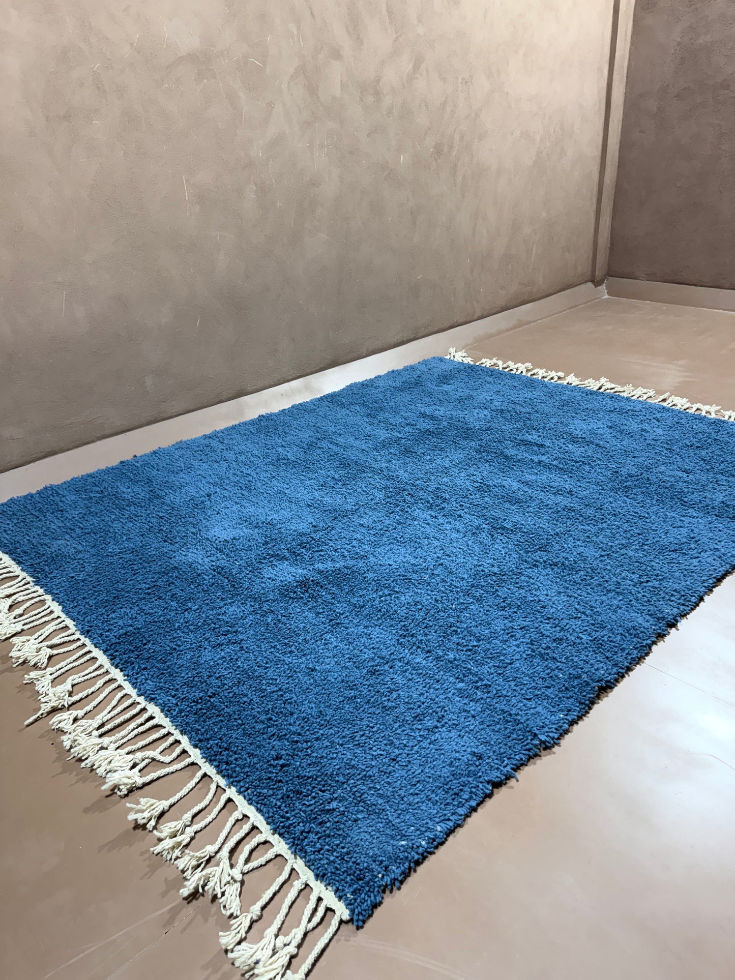 Handmade Blue Moroccan Rug – Minimalist Beauty with Artisan Soul