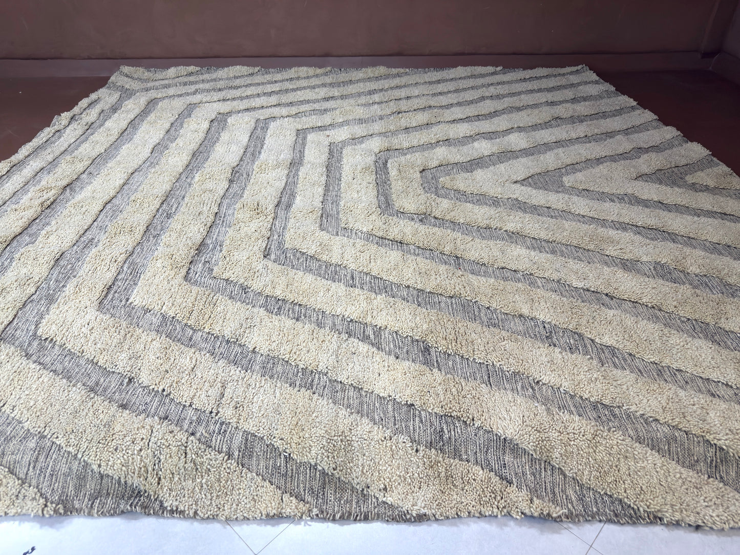 Geometric Elegance in Handwoven Wool - Custom rug