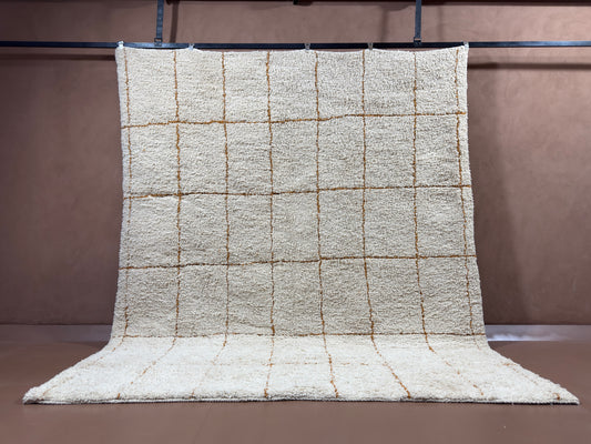 Cream Grid Moroccan Rug -  Handwoven custom rug