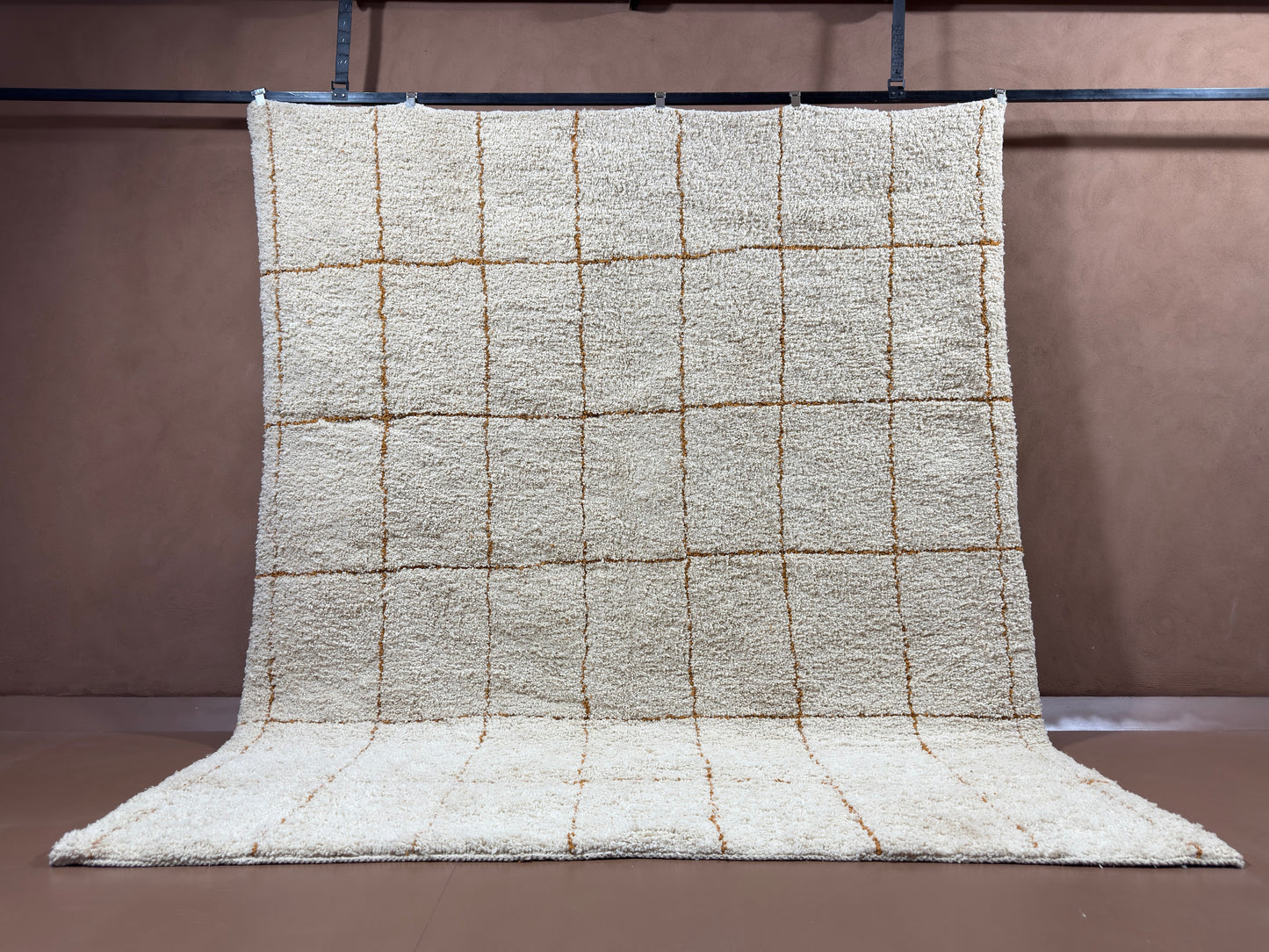 Cream Grid Moroccan Rug -  Handwoven custom rug