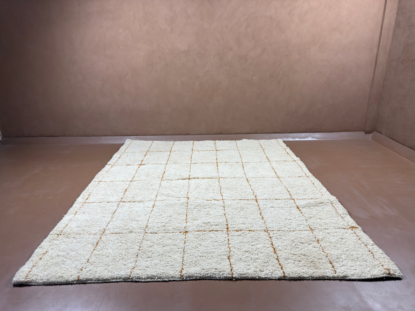 Cream Grid Moroccan Rug -  Handwoven custom rug
