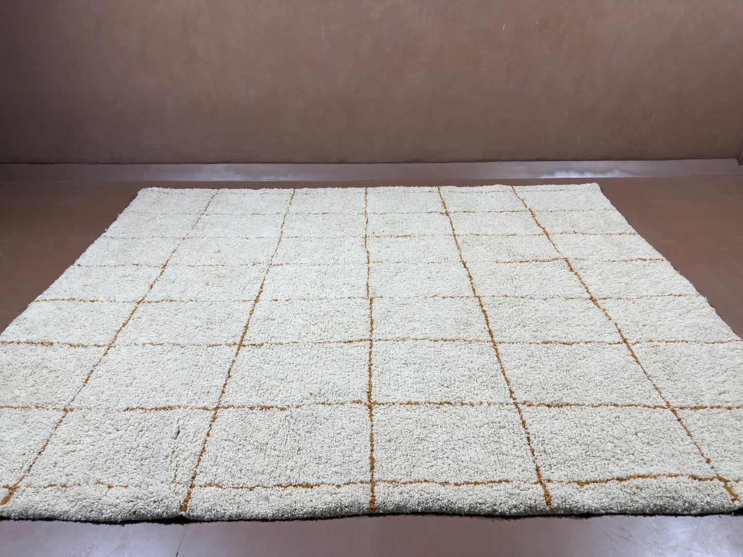Cream Grid Moroccan Rug -  Handwoven custom rug