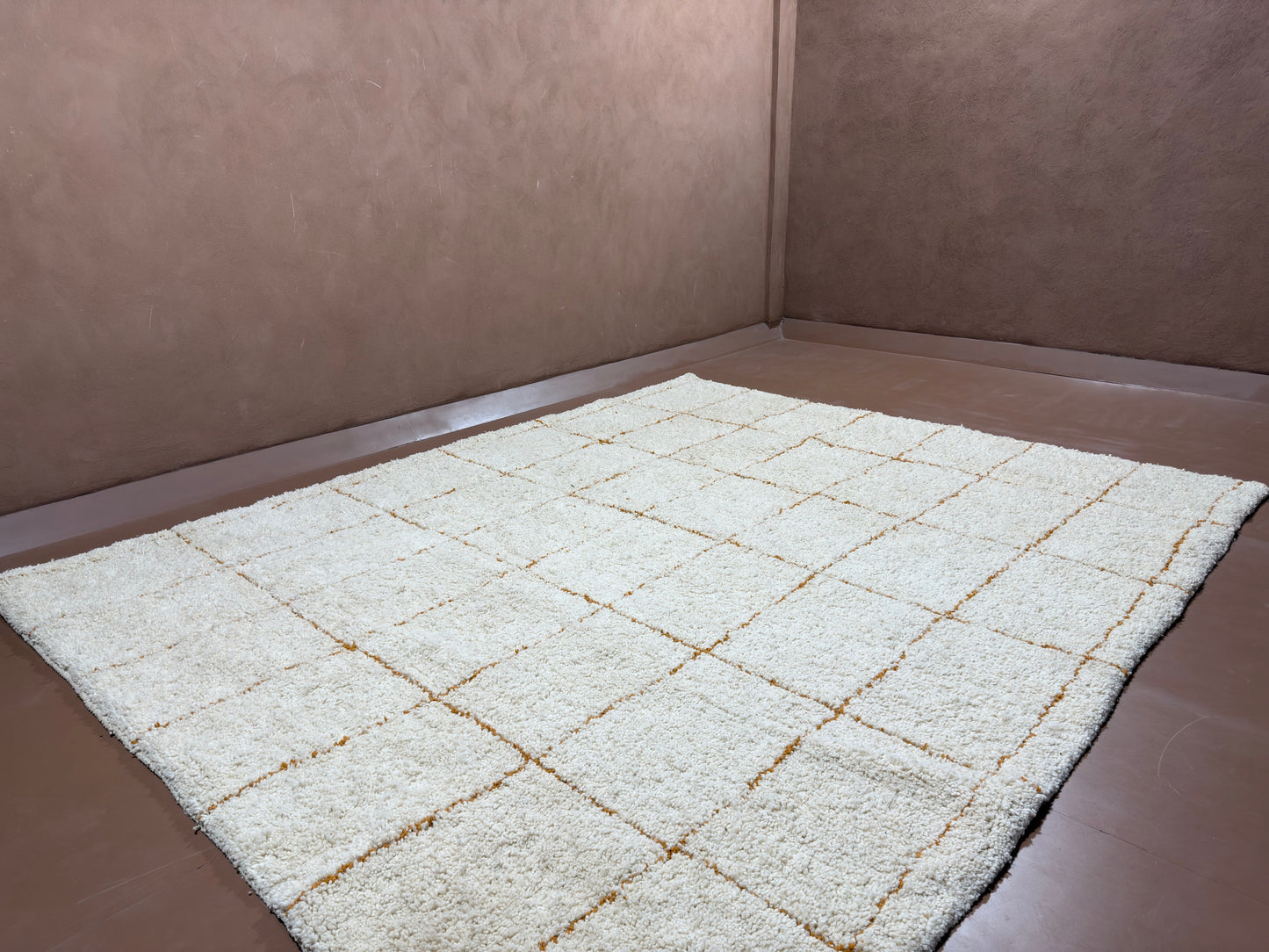Cream Grid Moroccan Rug -  Handwoven custom rug