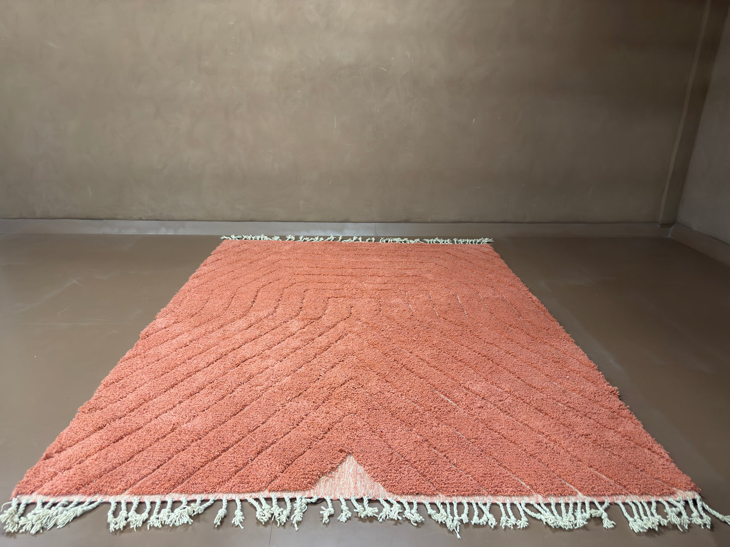 Coral Pink Moroccan Rug  - Custom Rug - Handwoven Wool Rug