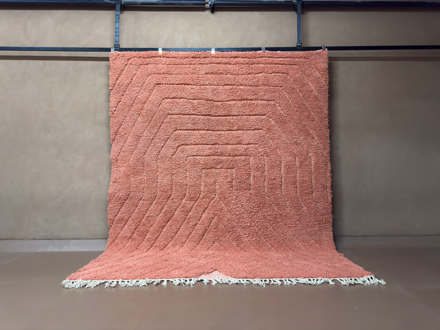 Coral Pink Moroccan Rug  - Custom Rug - Handwoven Wool Rug
