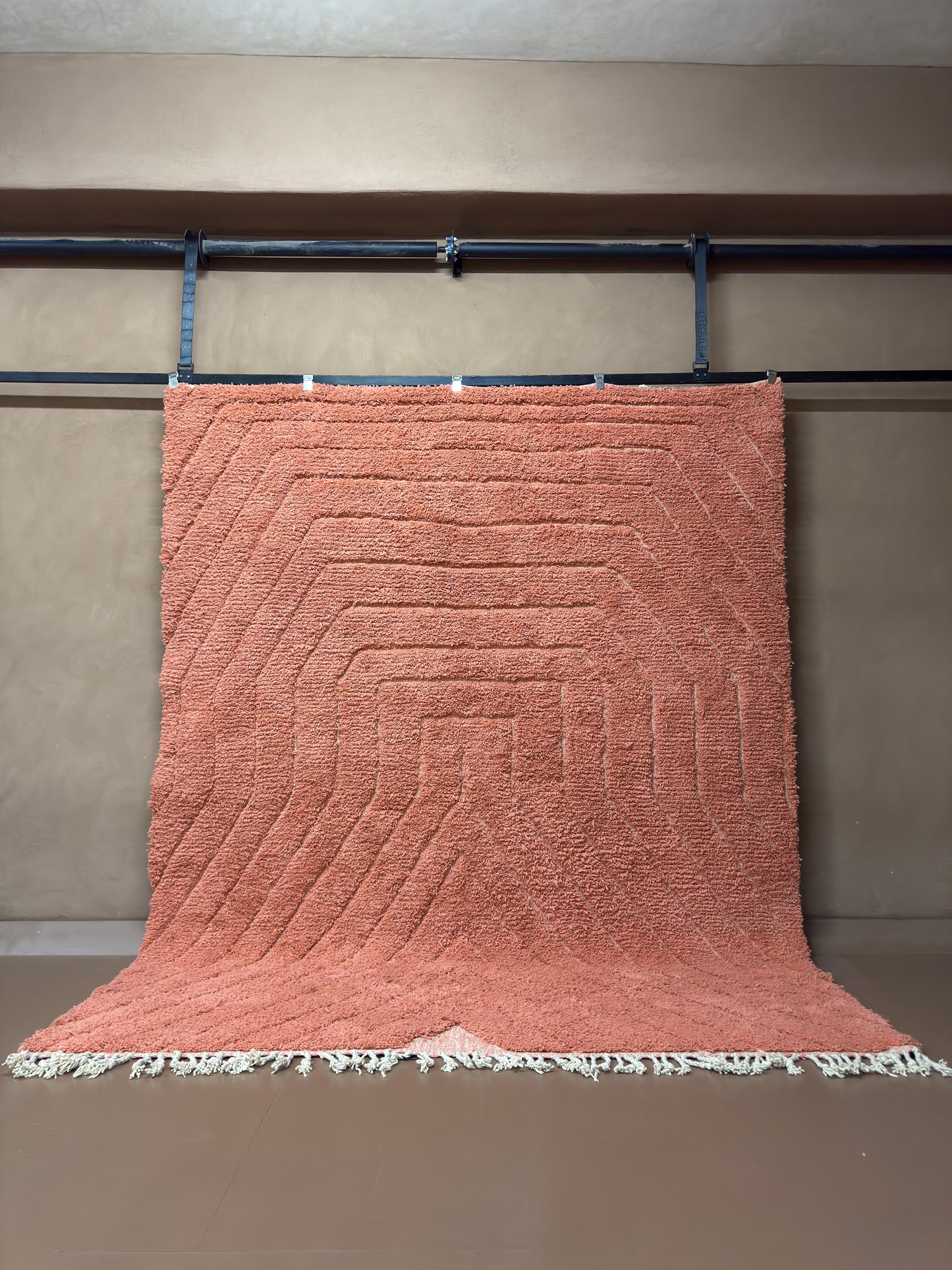 Coral Pink Moroccan Rug  - Custom Rug - Handwoven Wool Rug