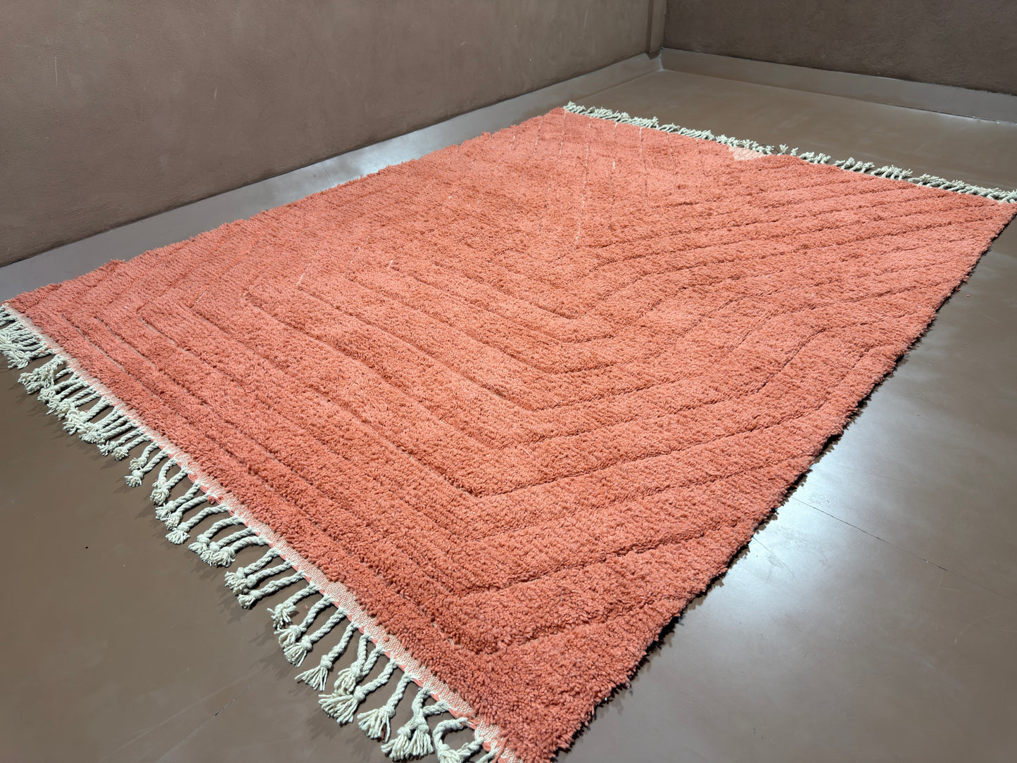 Coral Pink Moroccan Rug  - Custom Rug - Handwoven Wool Rug