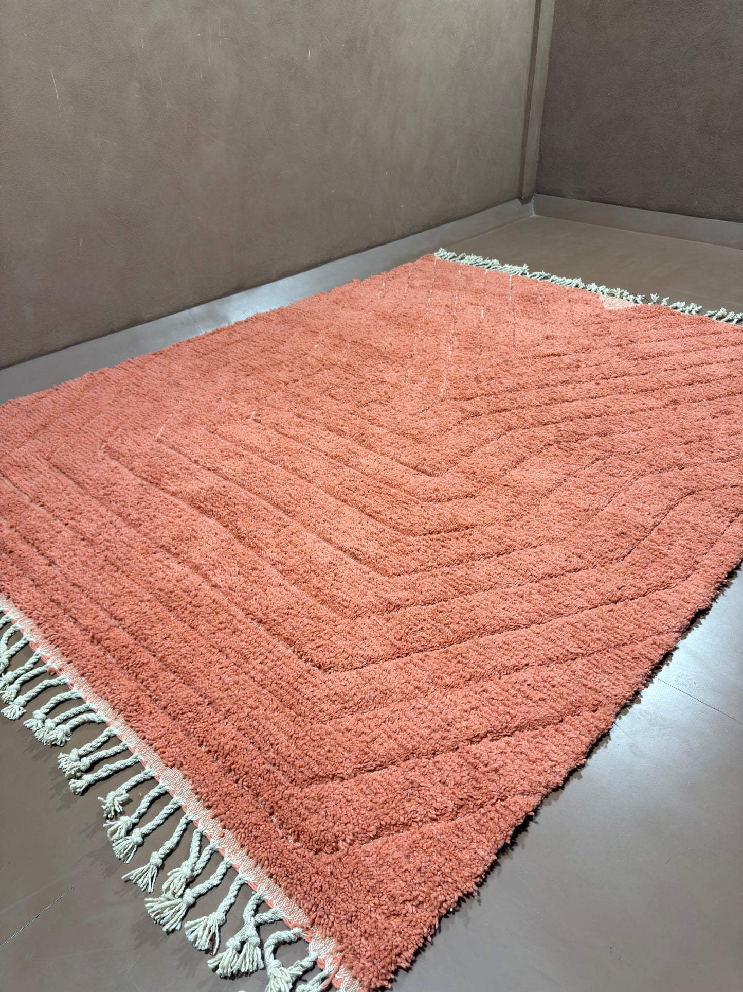 Coral Pink Moroccan Rug  - Custom Rug - Handwoven Wool Rug