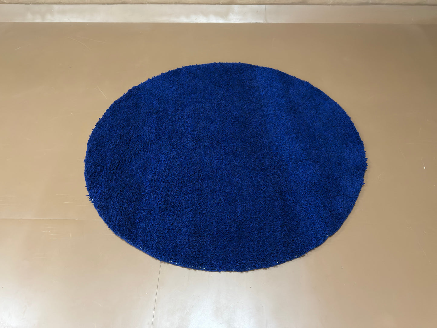Deep Blue Berber Minimalism – Custom Round Rug –  Handmade Wool Rug