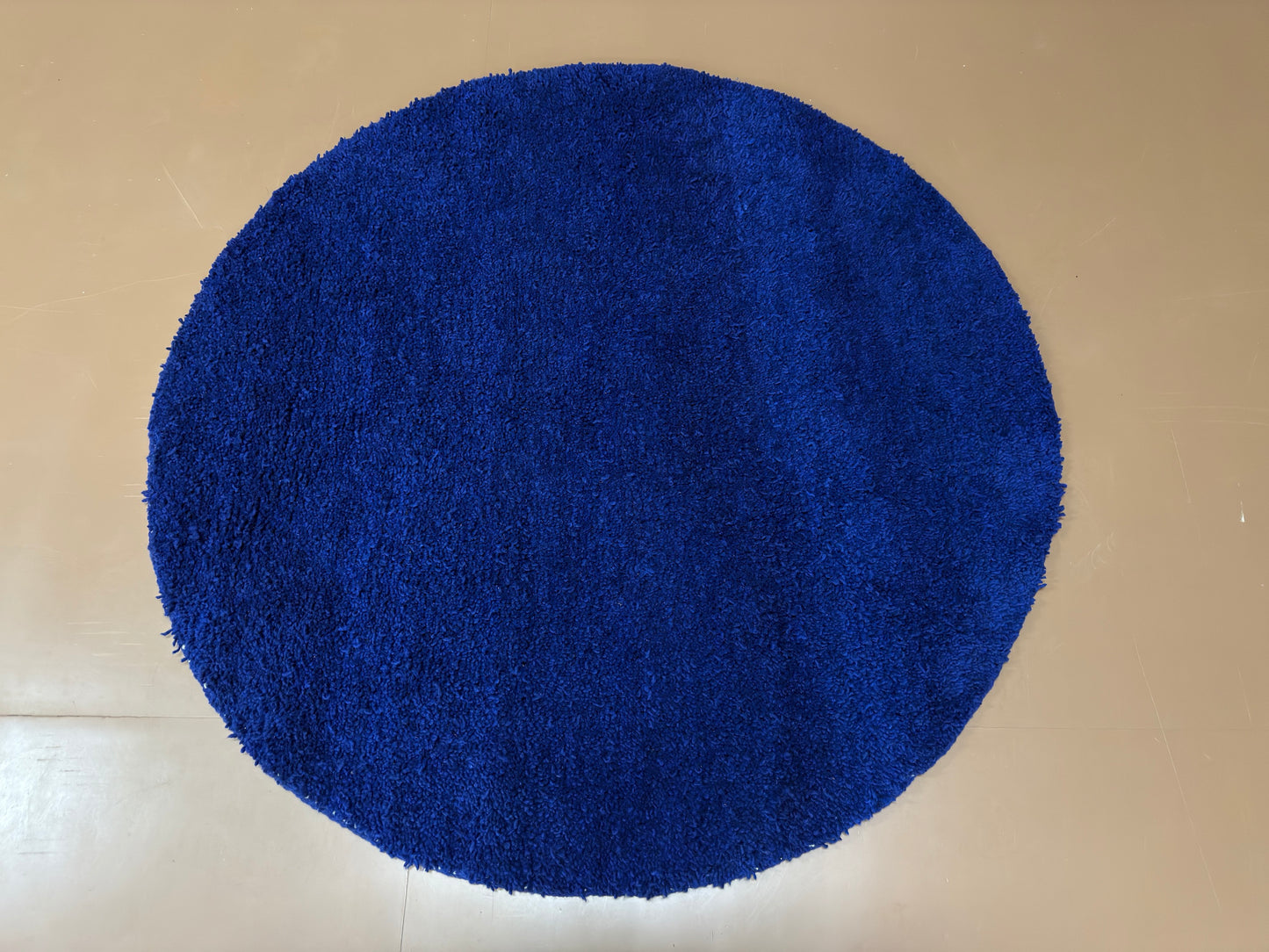 Deep Blue Berber Minimalism – Custom Round Rug –  Handmade Wool Rug
