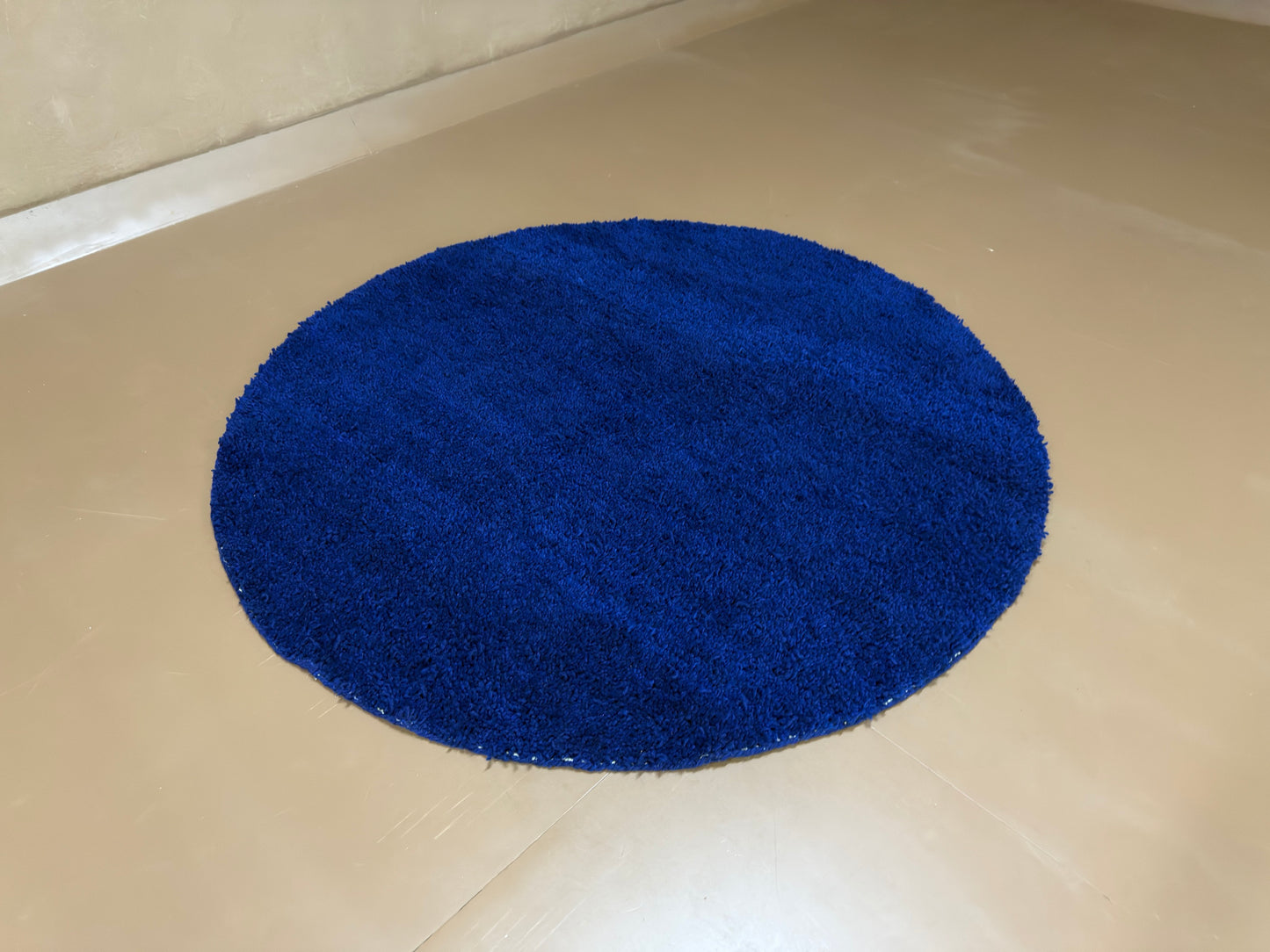 Deep Blue Berber Minimalism – Custom Round Rug –  Handmade Wool Rug