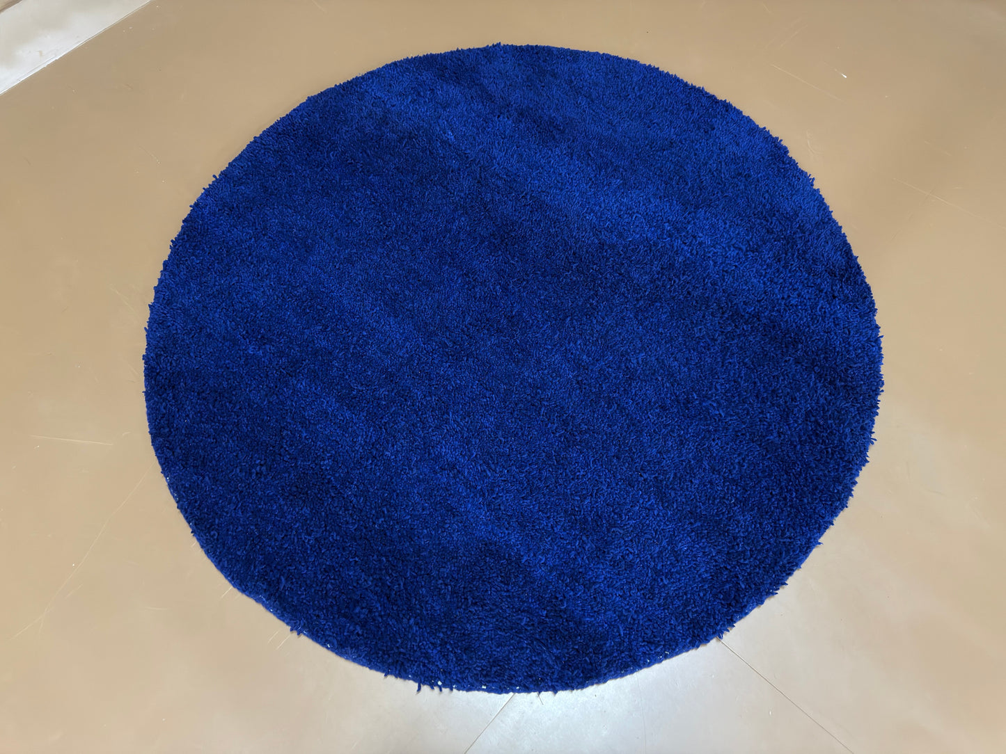Deep Blue Berber Minimalism – Custom Round Rug –  Handmade Wool Rug