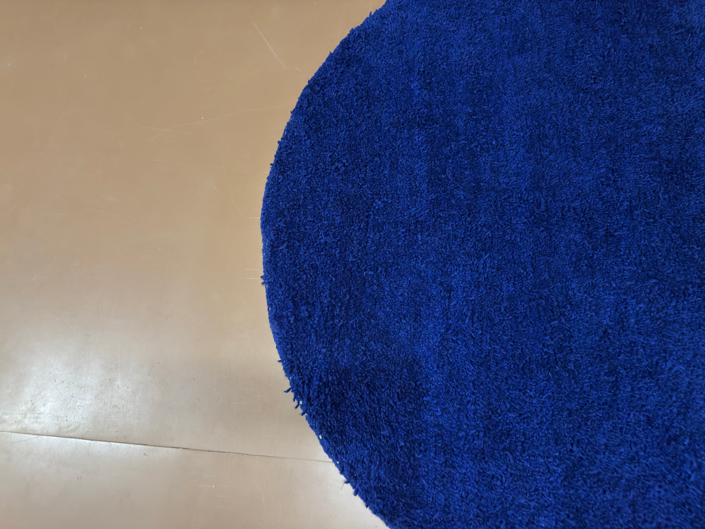 Deep Blue Berber Minimalism – Custom Round Rug –  Handmade Wool Rug