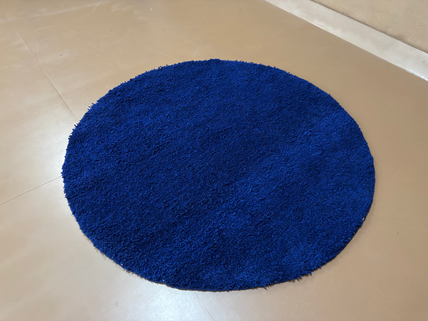 Deep Blue Berber Minimalism – Custom Round Rug –  Handmade Wool Rug