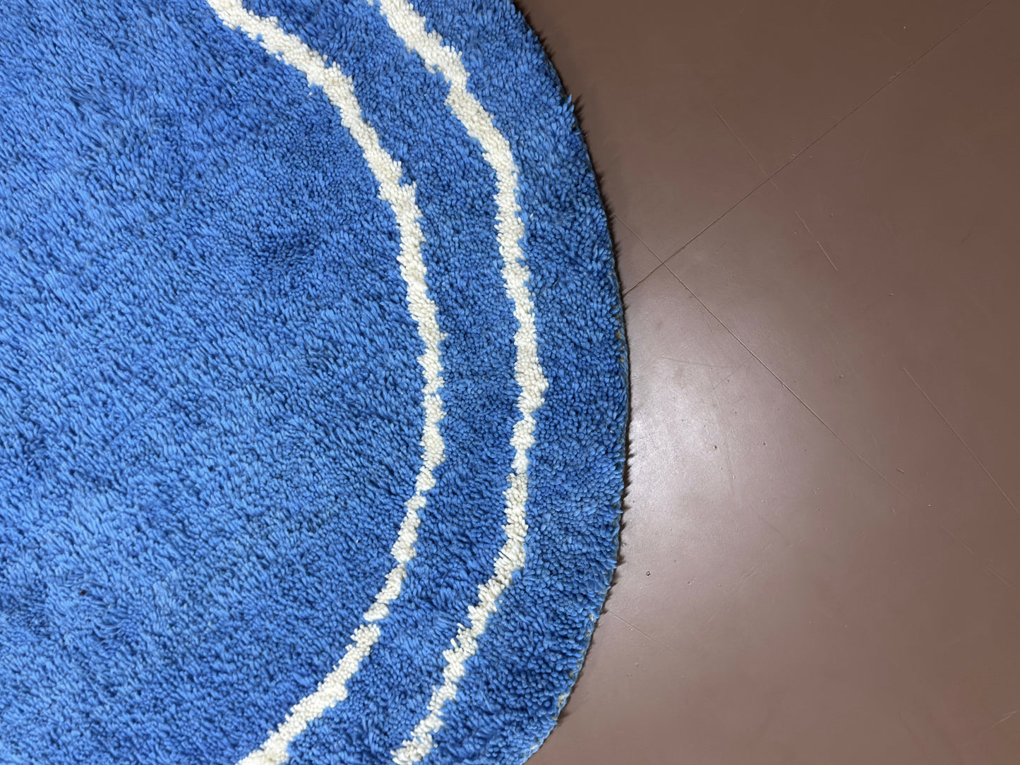 Handmade Moroccan rug - Round Blue Ripple Design - Custom Rug