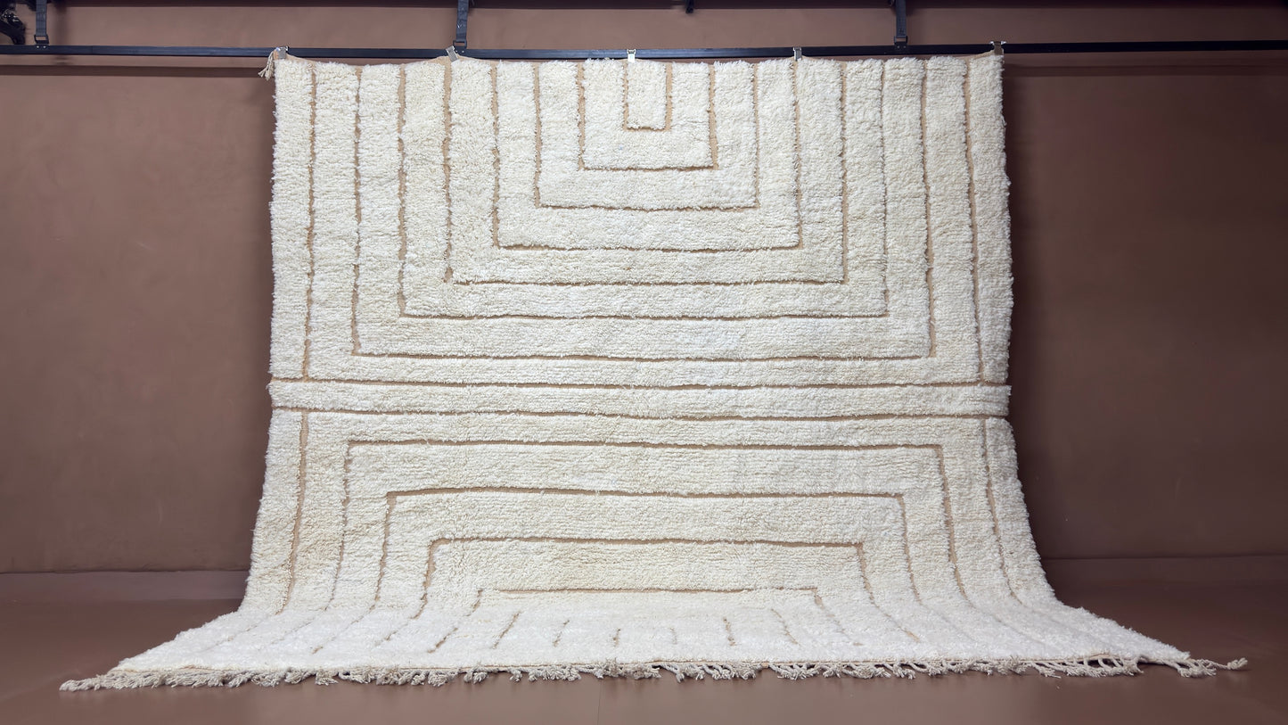Handmade Moroccan Rug – Geometric Line Art Design - Custom Wool Rug
