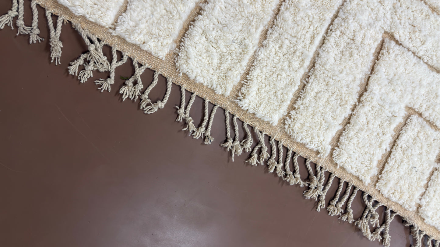 Handmade Moroccan Rug – Geometric Line Art Design - Custom Wool Rug