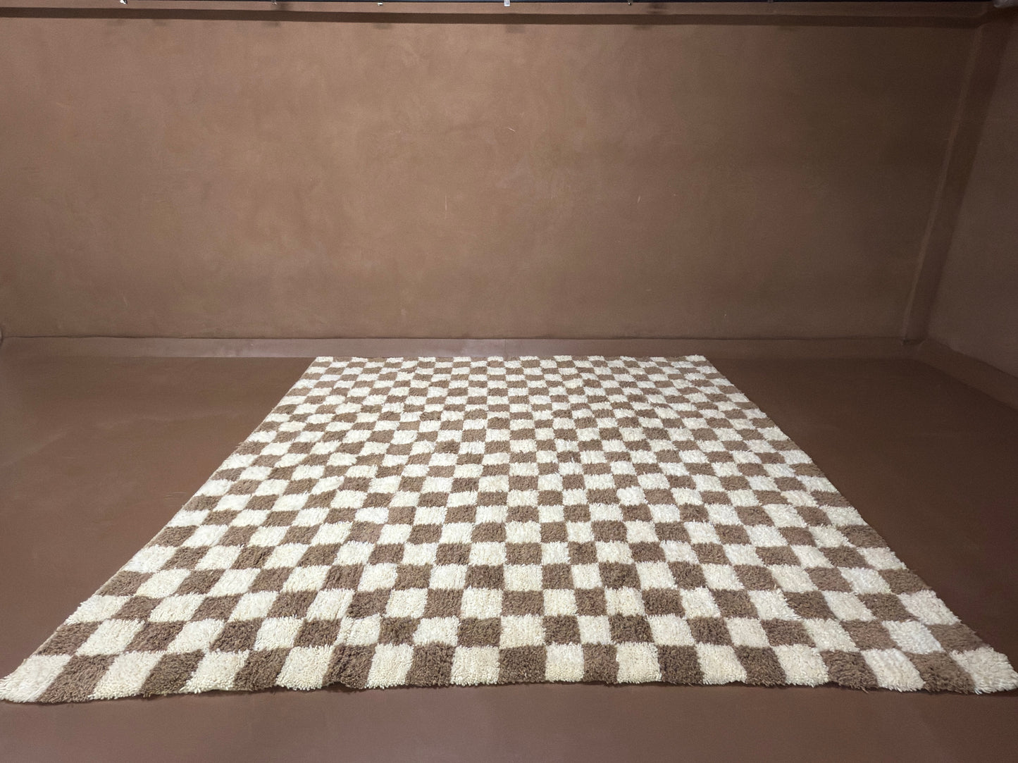 Custom Handwoven Moroccan Wool Rug – Checkerboard Design