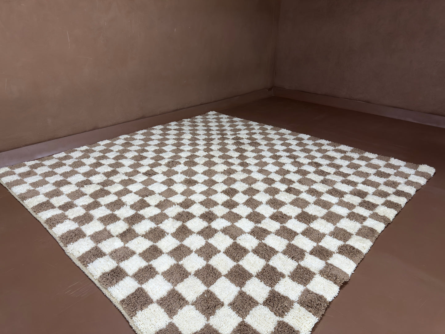 Custom Handwoven Moroccan Wool Rug – Checkerboard Design