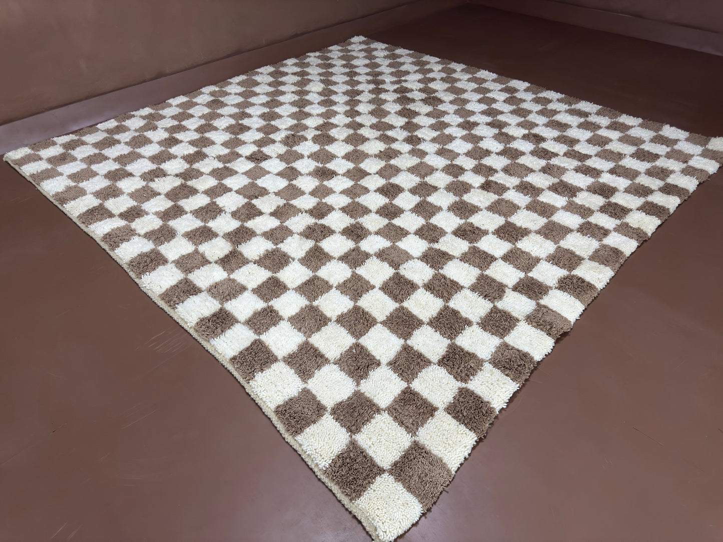 Custom Handwoven Moroccan Wool Rug – Checkerboard Design