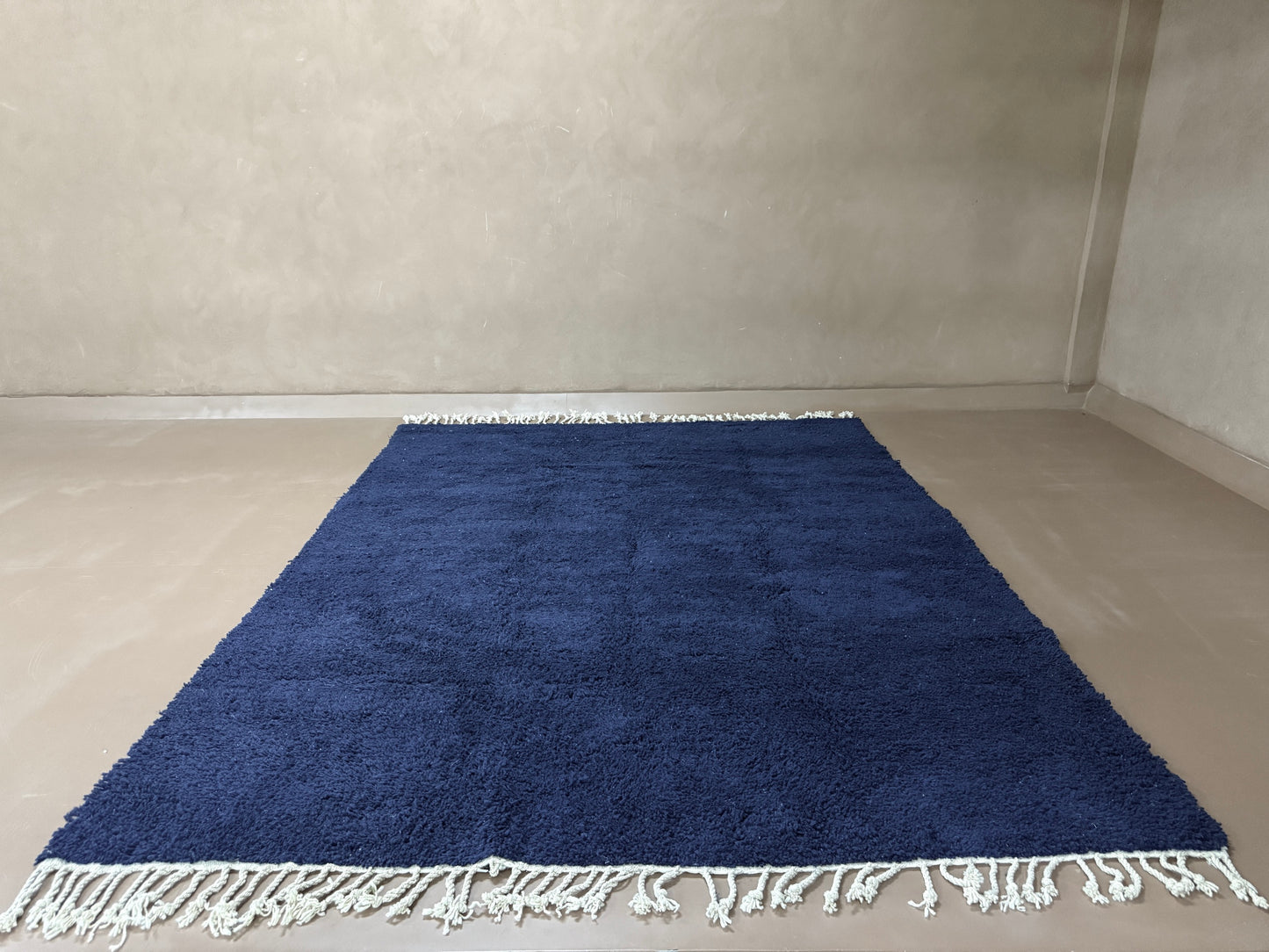 Handwoven Moroccan Wool Rug – Deep Blue Elegance - Custom Rug