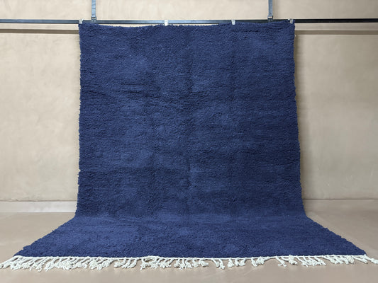 Handwoven Moroccan Wool Rug – Deep Blue Elegance - Custom Rug