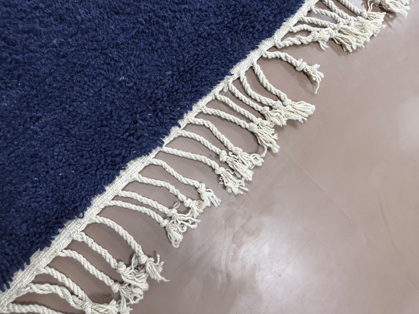 Handwoven Moroccan Wool Rug – Deep Blue Elegance - Custom Rug