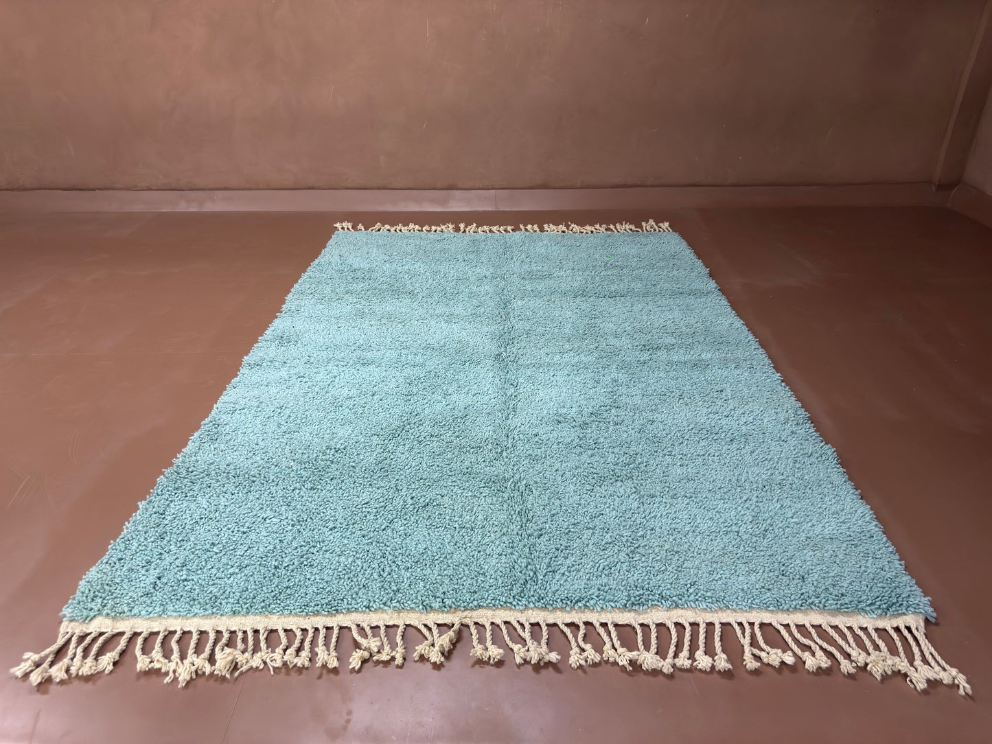 Handwoven Moroccan Wool Rug – Soft Aqua Elegance - Custom Rug