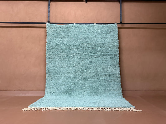 Handwoven Moroccan Wool Rug – Soft Aqua Elegance - Custom Rug
