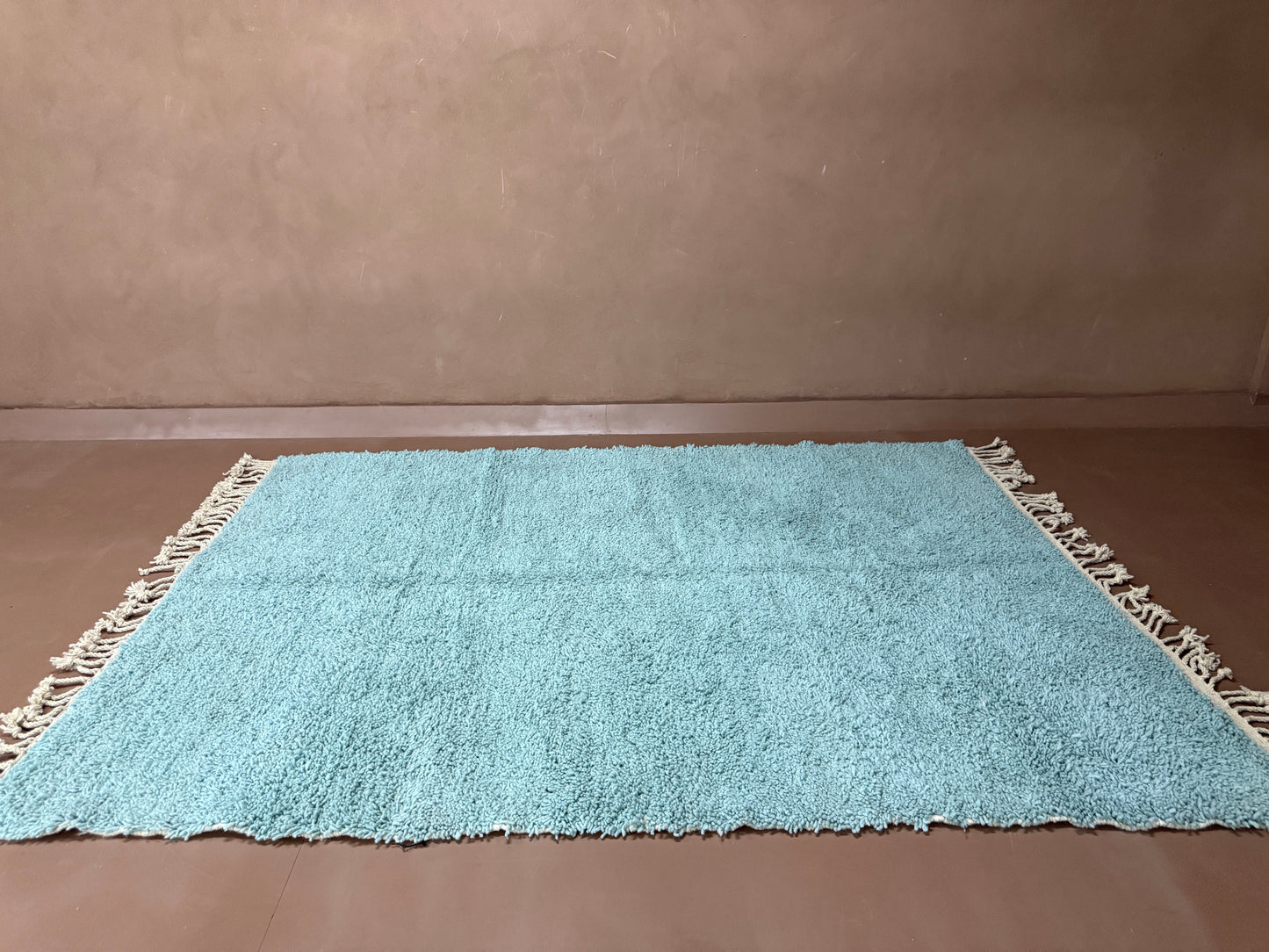 Handwoven Moroccan Wool Rug – Soft Aqua Elegance - Custom Rug